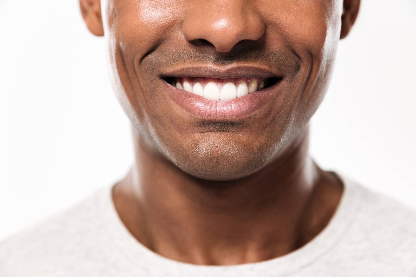 cropped photo of young cheerful african man